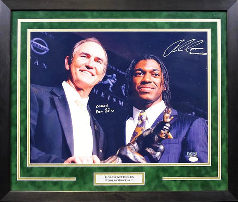 ART BRILES & ROBERT GRIFFIN III RG3 SIGNED BAYLOR BEARS FRAMED 16x20 PHOTO COA