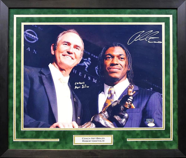 ART BRILES & ROBERT GRIFFIN III RG3 SIGNED BAYLOR BEARS FRAMED 16x20 PHOTO COA