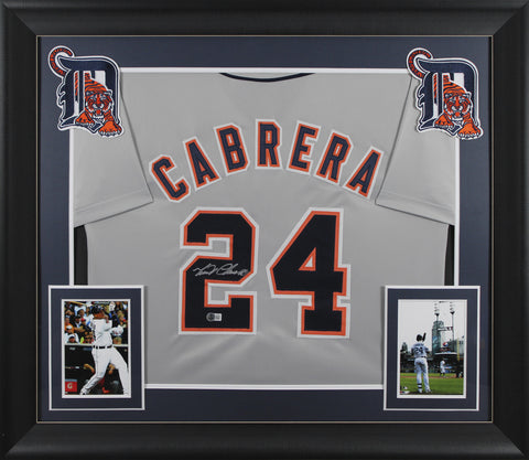 Miguel Cabrera Authentic Signed Grey Pro Style Framed Jersey Autographed BAS