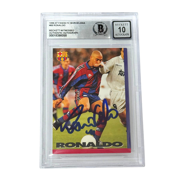 Ronaldo Nazario Signed 1996-97 Panini FC Barcelona #68 - Beckett Witness