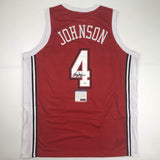 Autographed/Signed LARRY JOHNSON UNLV Red College Basketball Jersey PSA/DNA COA