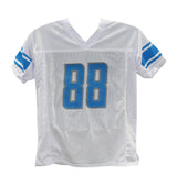 TJ Hockenson Autographed/Signed Pro Style White XL Jersey Beckett 39321