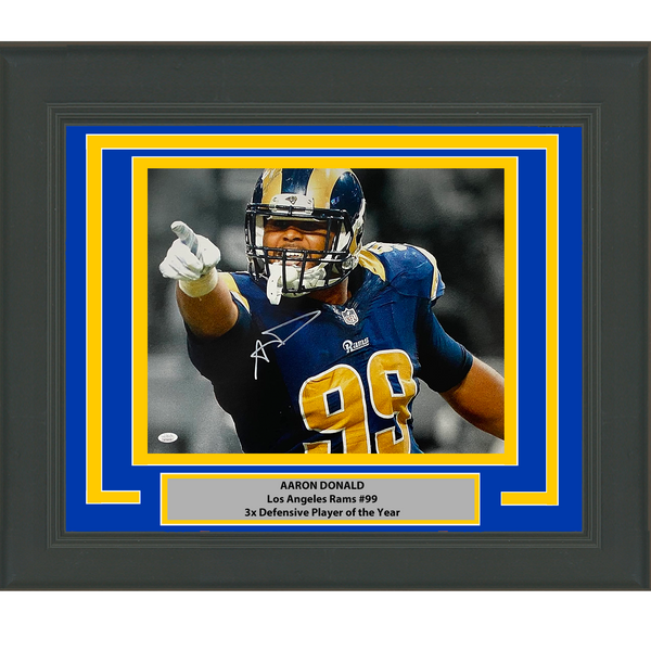 Framed Autographed/Signed Aaron Donald Los Angeles Rams 16x20 Photo JSA COA #3