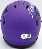TERRELL SUGGS AUTOGRAPHED RAVENS PURPLE RAVE MINI HELMET BECKETT WITNESS 241396