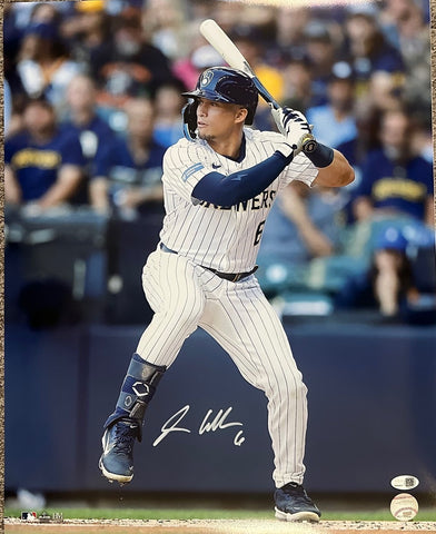 ISAAC COLLINS Milwaukee Brewers Outfielder Signed 16x20 Photo #3 AUTO - JSA