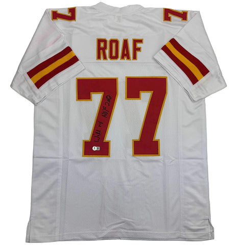 Autographed/Signed Willie Roaf HOF 2012 Kansas City White Jersey Beckett BAS COA