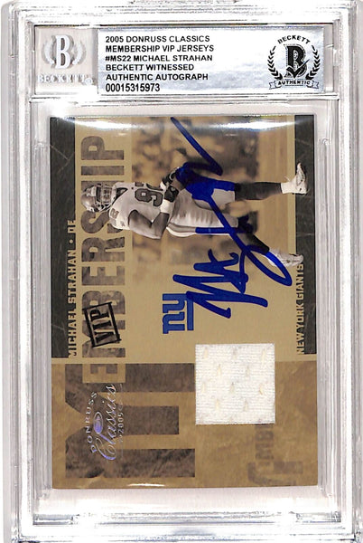 Michael Strahan Signed 2005 Donruss #MS-22 Trading Card Beckett 38974