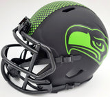 Russell Wilson Signed Eclipse Black Seahawks Speed Mini Helmet In Green RW Holo