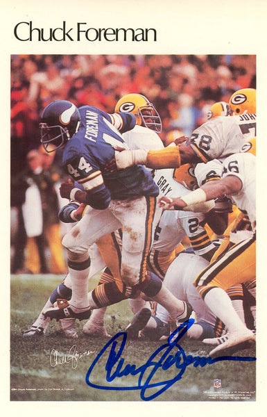 Chuck Foreman Signed Minnesota Vikings Mini Poster 6/50 Beckett 46148