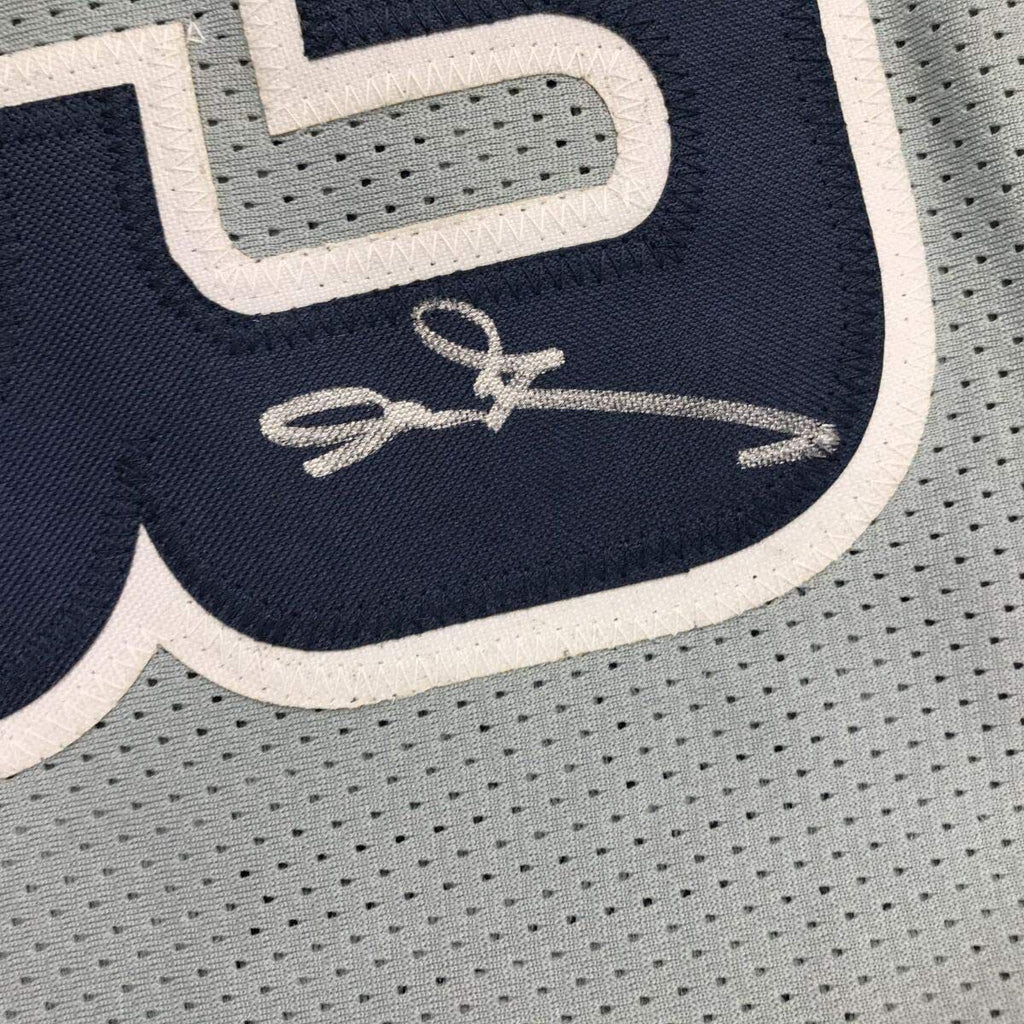 Framed Autographed/Signed Allen Iverson 33x42 Georgetown Grey Jersey J ...