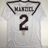 Autographed/Signed Johnny Manziel Texas A&M White College Jersey JSA COA