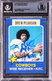 Cowboys Drew Pearson "HOF 21" Signed 1975 Wonder Bread #11 Card BAS Slabbed 2