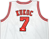 CHICAGO BULLS TONI KUKOC AUTOGRAPHED WHITE JERSEY "3X NBA CHAMP" JSA 215749