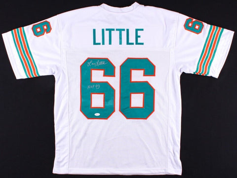 Larry Little Signed Dolphins Jersey Inscribed "HOF 93" (JSA COA) 1972 Miami 17-0