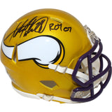 Adrian Peterson Autographed Minnesota Vikings Mini Helmet ROY Beckett 46637