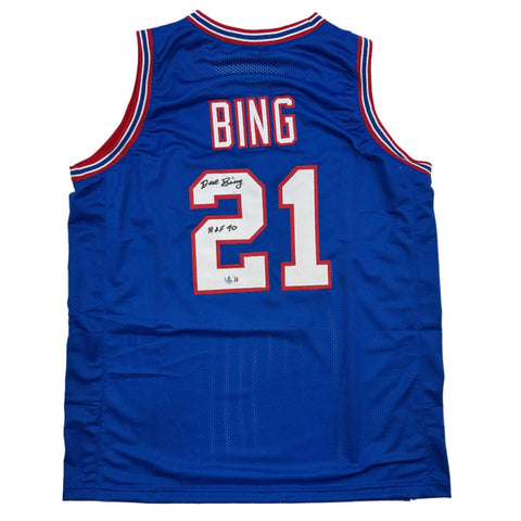 Autographed/Signed Dave Bing HOF 90 Detroit Blue Jersey Beckett BAS COA