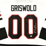 CHRISTMAS VACATION CHEVY CHASE AUTOGRAPHED SIGNED WHITE JERSEY JSA STOCK #230659