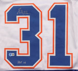 Grant Fuhr Signed Edmonton Oilers Jersey Inscribed "HOF 03"(Beckett) 5xCup Champ