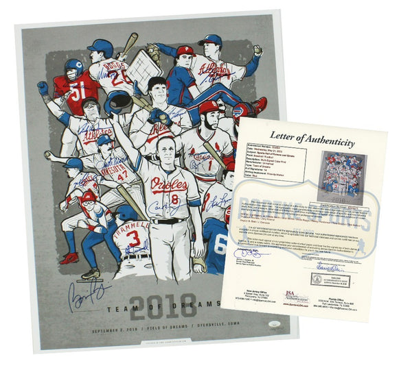 Rickey Henderson, Ripken Jr, Smith Signed Unframed 2018 Team of Dreams Poster