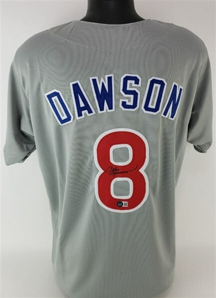 Andre Dawson Signed Chicago Cubs Road Jersey (Beckett) 8xAll-Star / 1987 MVP