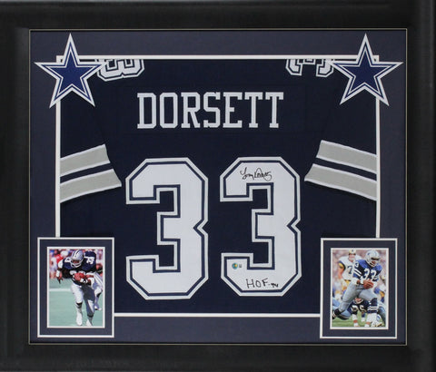 Tony Dorsett "HOF 94" Authentic Signed Navy Pro Style Framed Jersey BAS Wit 2