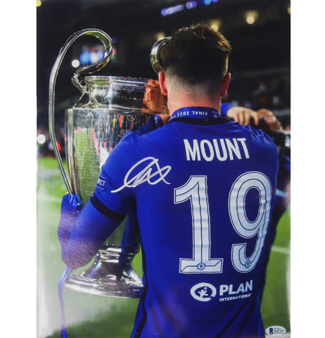 Mason Mount Signed Chelsea UCL Soccer Print Size 12'' x 16'' with Beckett COA