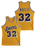 Lakers Magic Johnson "HOF 02" Signed Yellow MacGregor Sand-Knit Jersey BAS Wit 5
