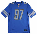Lions Aidan Hutchinson Signed Blue Nike Game Jersey w/ Silver Sig BAS Witnessed