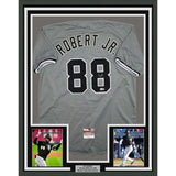 Framed Autographed/Signed Luis Robert 35x39 Chicago Grey Jersey Beckett COA