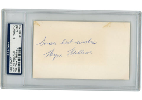 Wayne Millner Autographed Washington Redskins Index Card Insc. Slab PSA 54885