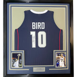 Framed Autographed/Signed Sue Bird 35x39 UConn Blue College Jersey JSA COA