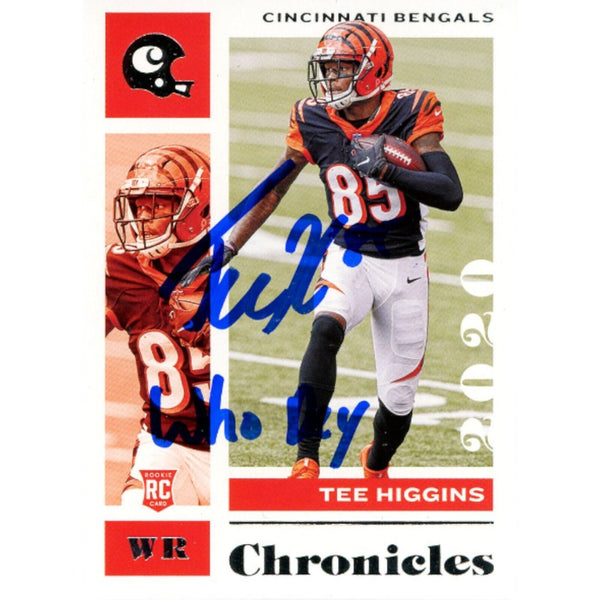 Tee Higgins Autographed Panini Chronicles 21 Who Dey Trading Card Beckett 48907
