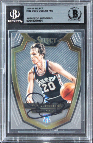 76ers Doug Collins Authentic Signed 2014 Select #182 Card BAS Slabbed