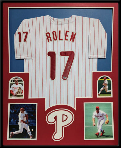 FRAMED PHILADELPHIA PHILLIES SCOTT ROLEN AUTOGRAPHED SIGNED JERSEY BECKETT HOLO