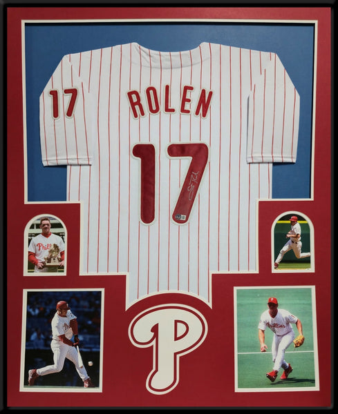 FRAMED PHILADELPHIA PHILLIES SCOTT ROLEN AUTOGRAPHED SIGNED JERSEY BECKETT HOLO