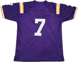 LSU TIGERS PATRICK PETERSON AUTOGRAPHED PURPLE JERSEY BECKETT BAS WITNESS 243598