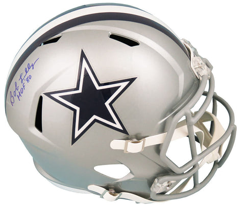 Bob Lilly Signed Cowboys Riddell Full Size Speed Replica Helmet w/HOF'80 -SS COA