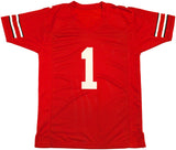 OHIO STATE BUCKEYES JUSTIN FIELDS AUTOGRAPHED RED JERSEY BECKETT WITNESS 230184