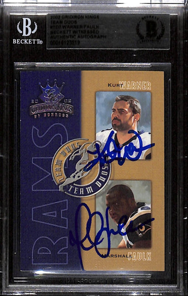 Kurt Warner Marshall Faulk Signed 2002 Gridiron Kings Duo Card Beckett 43914