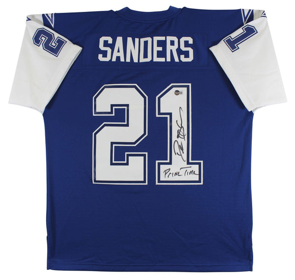 Cowboys Deion Sanders "Primetime" Signed Thanksgiving M&N Jersey BAS Witnessed