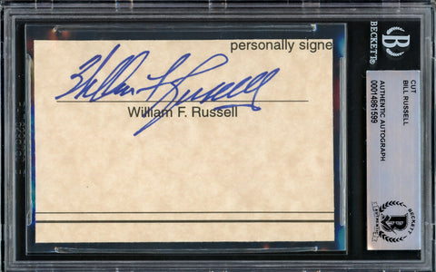 Bill Russell Autographed 2.5x3.5 Cut Signature Celtics Beckett 14861599
