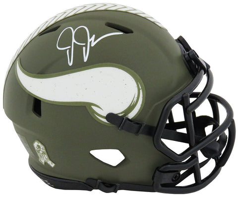 Justin Jefferson Signed Vikings Salute Riddell Speed Mini Helmet - (SS COA)