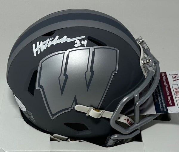 Badgers Safety HUNTER WOHLER Signed Riddell SLATE Speed Mini Helmet AUTO - JSA