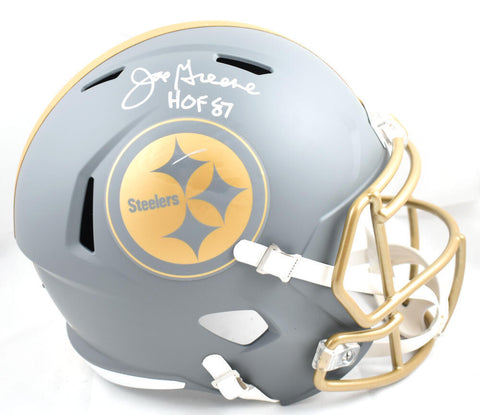 Joe Greene Signed Steelers F/S Slate Speed Helmet w/ HOF - Beckett W Hologram