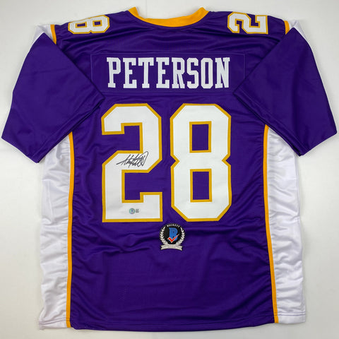 Autographed/Signed Adrian Peterson Minnesota Purple Football Jersey Beckett COA