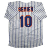 Autographed/Signed Marcus Semien New York Pinstripe Baseball Jersey Beckett COA