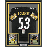 FRAMED Autographed/Signed MAURKICE POUNCEY 33x42 Pittsburgh Black Jersey JSA COA