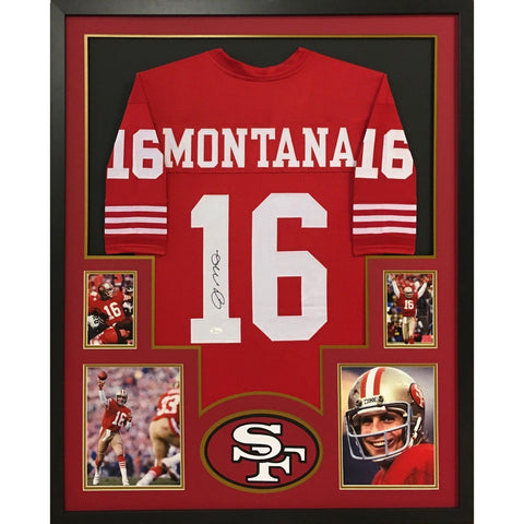 Joe Montana Autographed Signed Framed San Francisco 49ers Jersey JSA