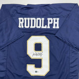 Autographed/Signed Kyle Rudolph Notre Dame Blue College Football Jersey BAS COA