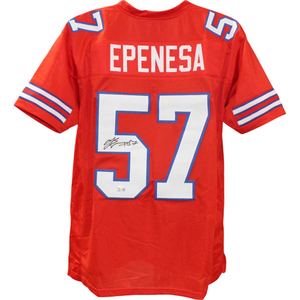 AJ Epenesa Autographed/Signed Pro Style sz XL Red Jersey Beckett Witness 50255